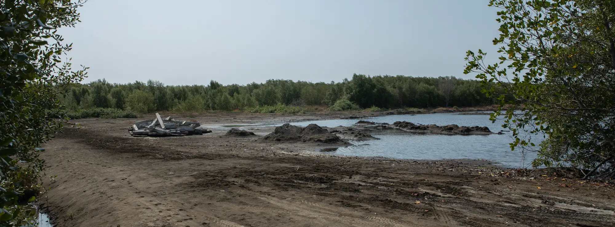 A panoramic view of a winding river
